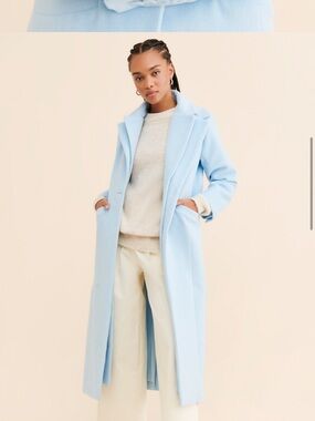 Unreal Fur Sardinia Layered Baby Blue Long Wool-Blend Coat